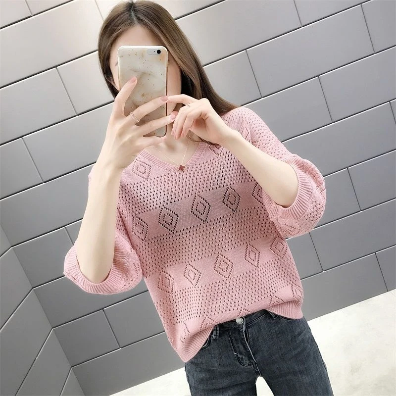 Pullover donna scava fuori Top larghi moda femminile sottile estate a prova di sole Cool Streetwear Club Style Casual All-match Top