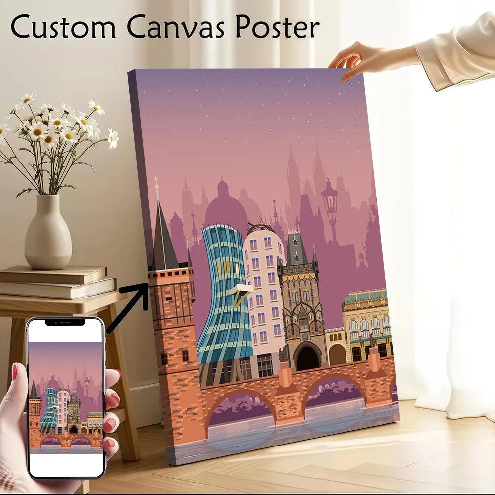 Prague Travel Print Canvas Wall Arts Poster Customizable Pictures Printing for Room Gamer Decoration Home Decor Items Bedroom