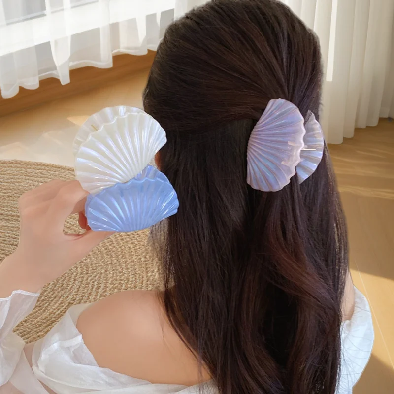 

New Large Acrylic Shell Hair Claw Clip Pink Blue White Big Size Hair Jaw Clamp Hair Accessories for Women Girls