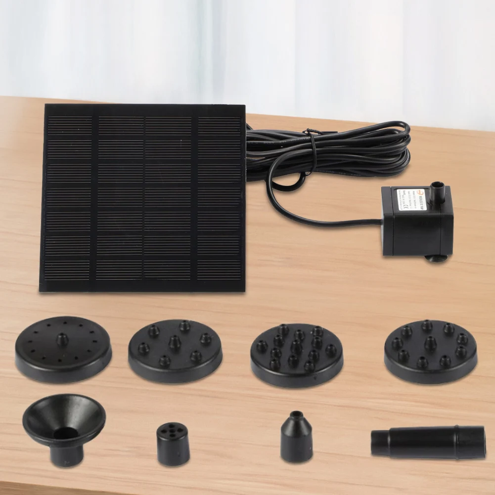 1.2W Solar Water Fountain Pump 200L/h with 6 Nozzles Solar Fountain Pond Pump Kit Solar Pond Pump for BirdBath Garden Small Pond