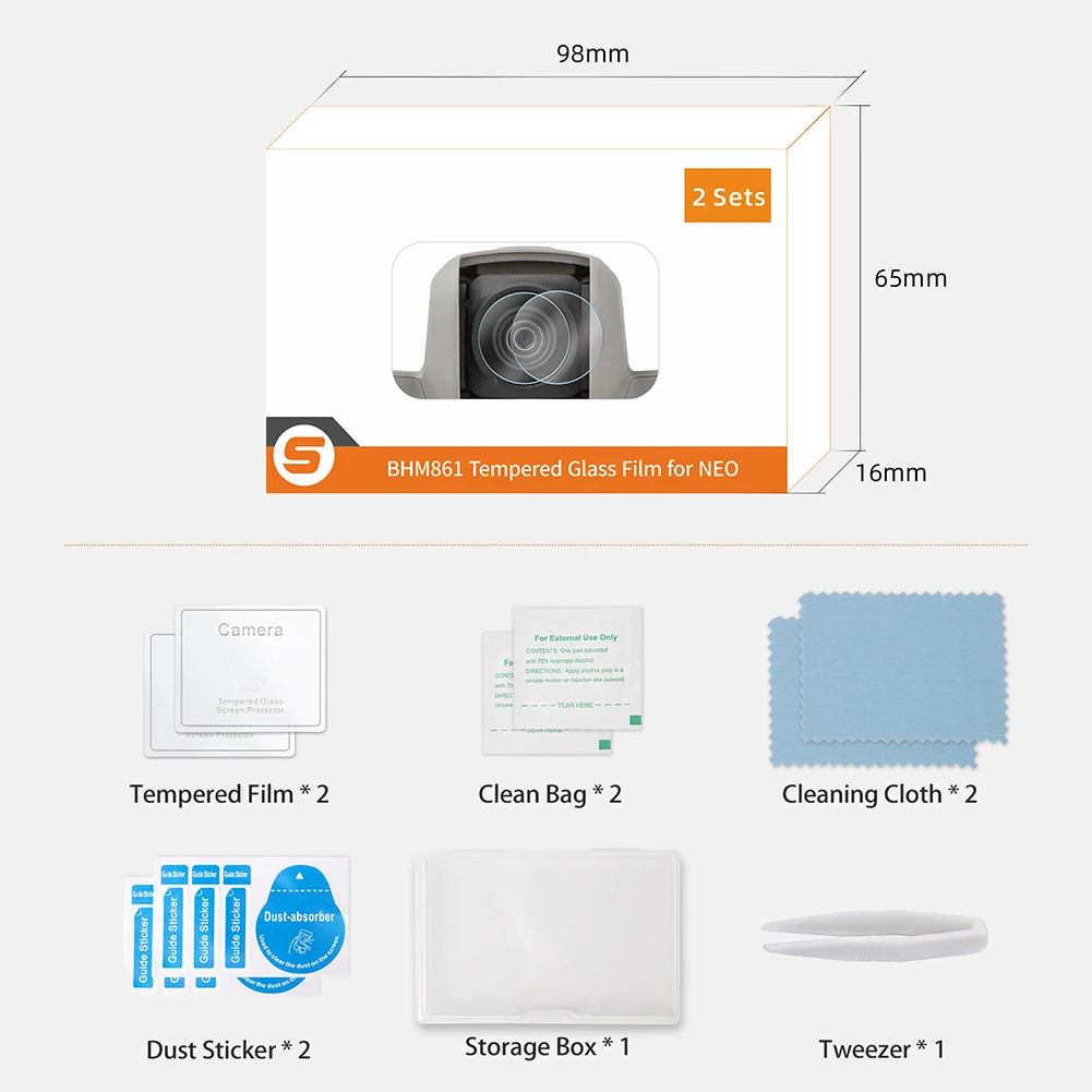 2Pcs 9H Lens Tempered Protective Film Explosion-Proof Lens Tempered Film Dustproof for DJI Neo Drone Accessories