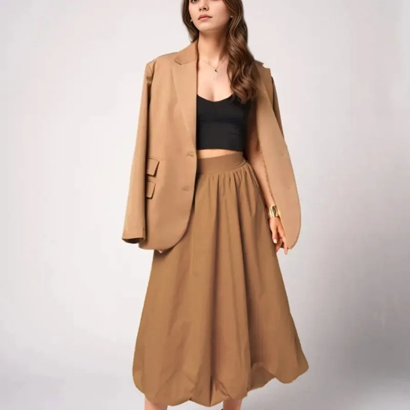 The New Khaki Balloon Dress with Urban Commuting Style Is A Bestseller in Spring and Autumn Simple and Fashionable Women's Dress