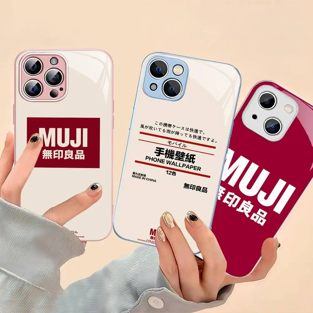 Модный бренд Muji, закаленное стекло для Iphone 14, 13, 12, 11 Pro Mini XS MAX 14Plus X XS XR Fundas