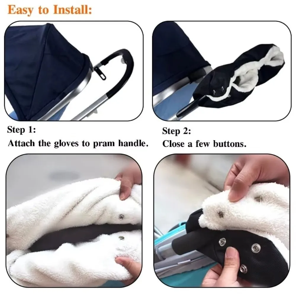 High Quality Universal Stroller Gloves Wind and Waterproof Winter Warm Push Chair Glove Newborn Stroller Accessories