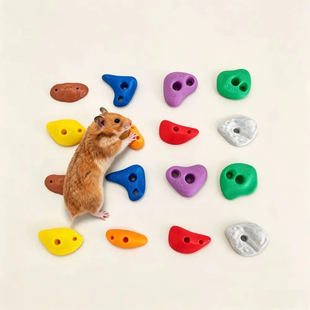 16pcs Non-Slip Rocks Hamster Climbing Toys DIY Assembly Space-Saving Rock Climb Playset Interactive Hamster Enrichment Toys