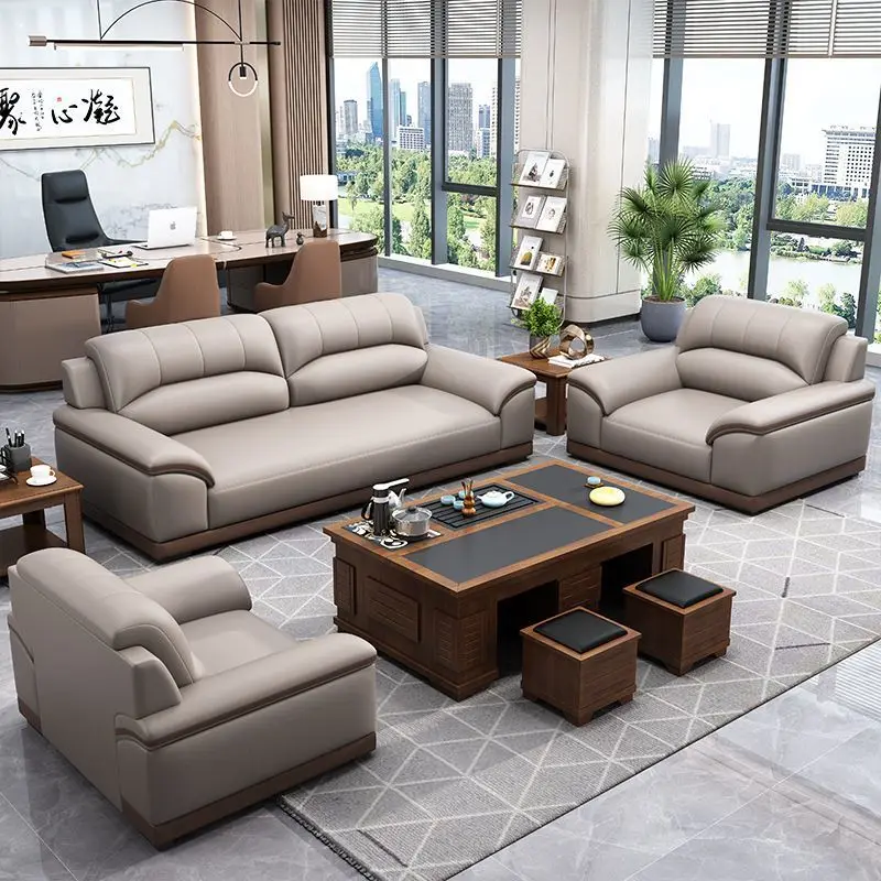 New genuine leather latex office sofa, piano-key combined sofa, reception area business sofa, three-seater and single-seater