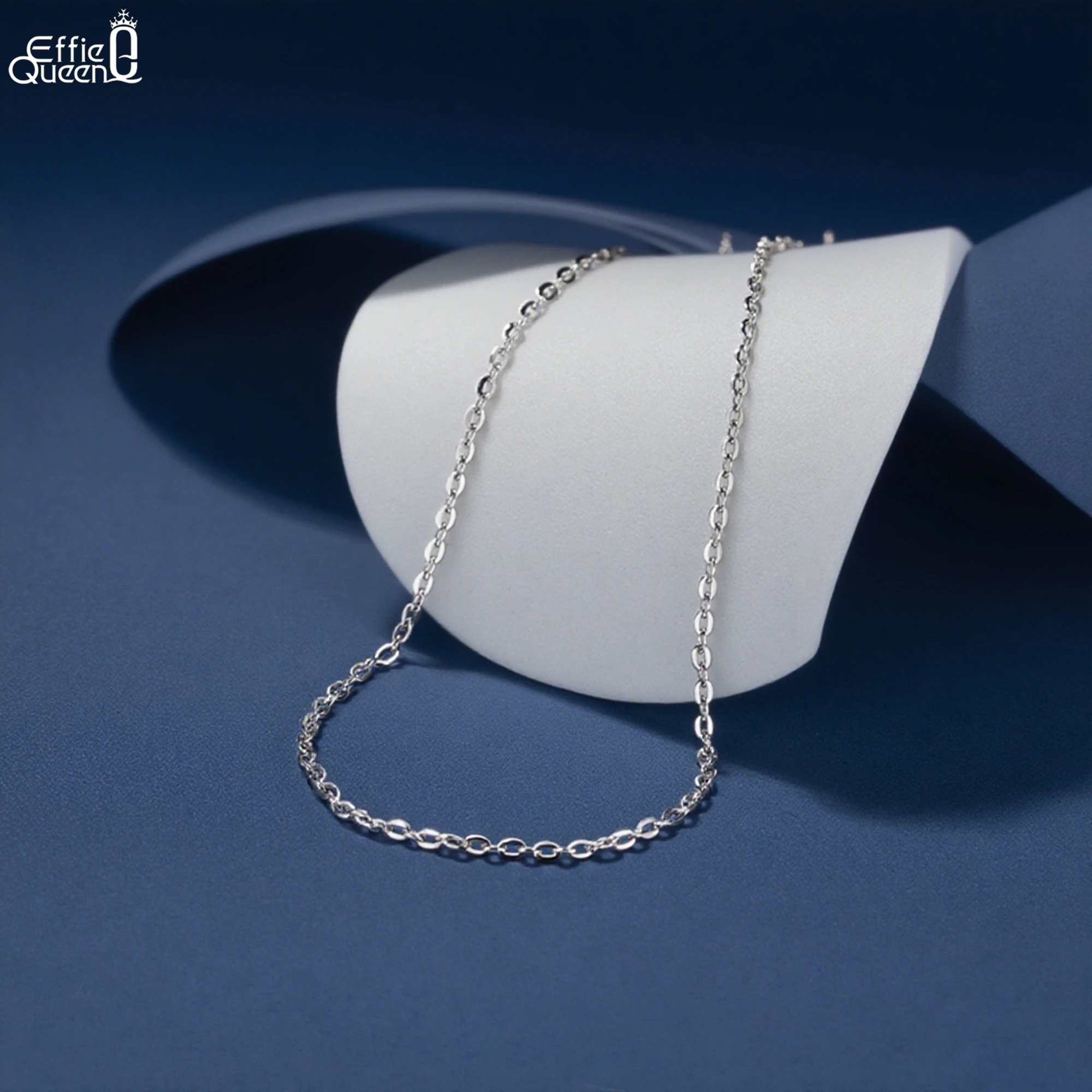 Effie Queen Italy 925 Sterling Silver 1mm O Cross Chain Choker Basic Link Chain Timeless Jewelry Gift Unisex Style Necklace SC20 4
