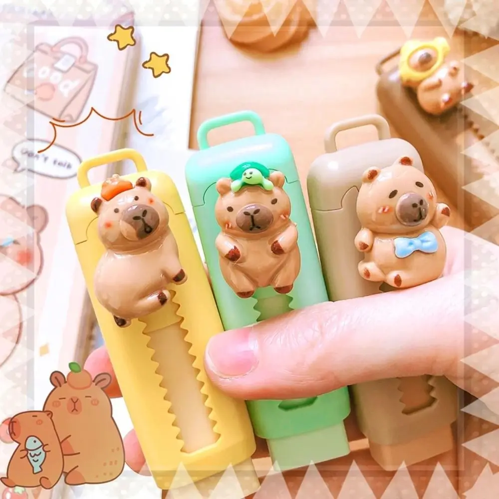 

Stationery Retractable Capybara Eraser Wiping Portable Push Pull Eraser Creative Cute Pencil Rubber School