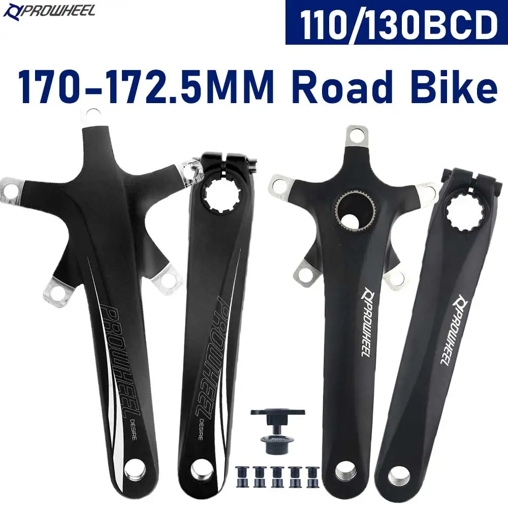 Prowheel Road Bike Crank Arm Hollow Tech Crank 110 130BCD Chainring 172.5 170mm Bicycle Sprocket Speed Bike Crankset