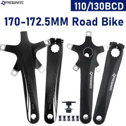 Prowheel Road Bike Crank Arm Hollow Tech Crank 110 130BCD Chainring 172.5 170mm Bicycle Sprocket Speed Bike Crankset