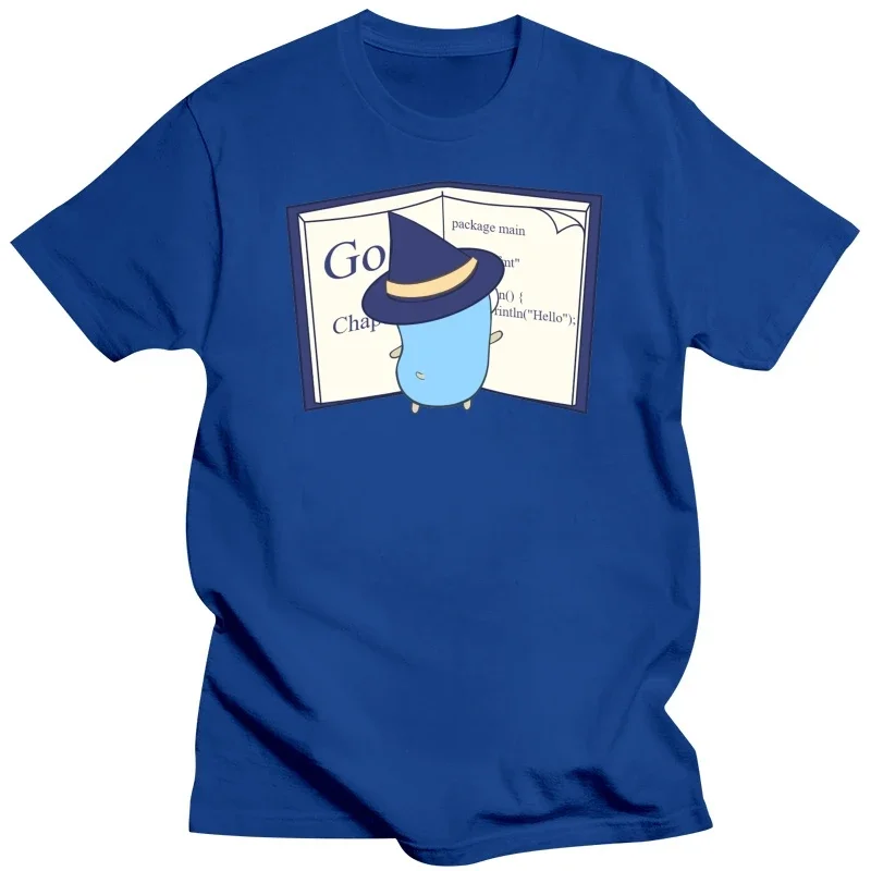 The Go Gopher Witch Learning Men T Shirts Golang Unique Tees Classic Crew Neck T-Shirts 100% Cotton Gift Idea Clothes