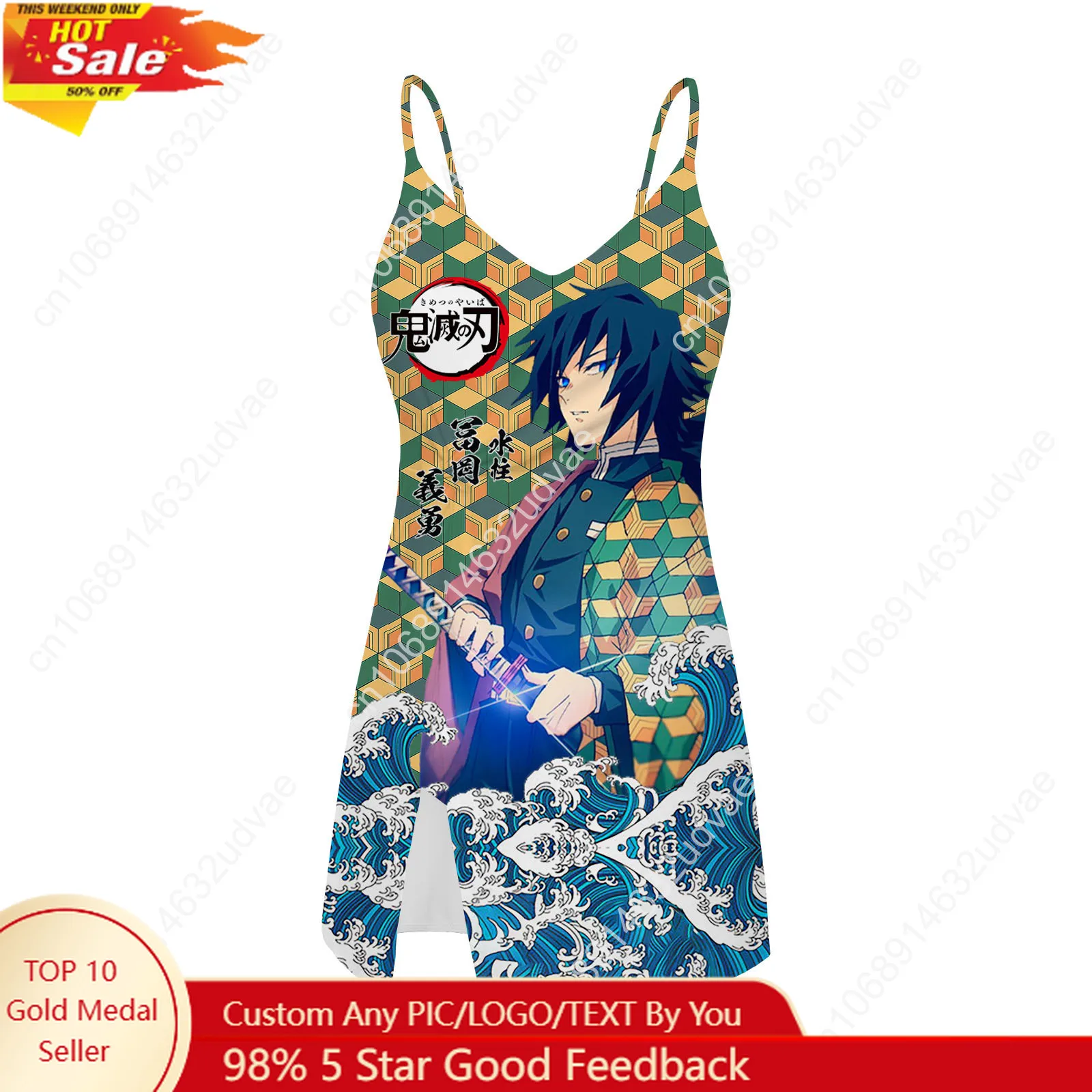 

Giyu Tomioka Kimetsu No Yaiba Sling Dress Swimsuit Womens Bathing Suits Personalized Swimwear Beach Bikini Custom Made Beachwear