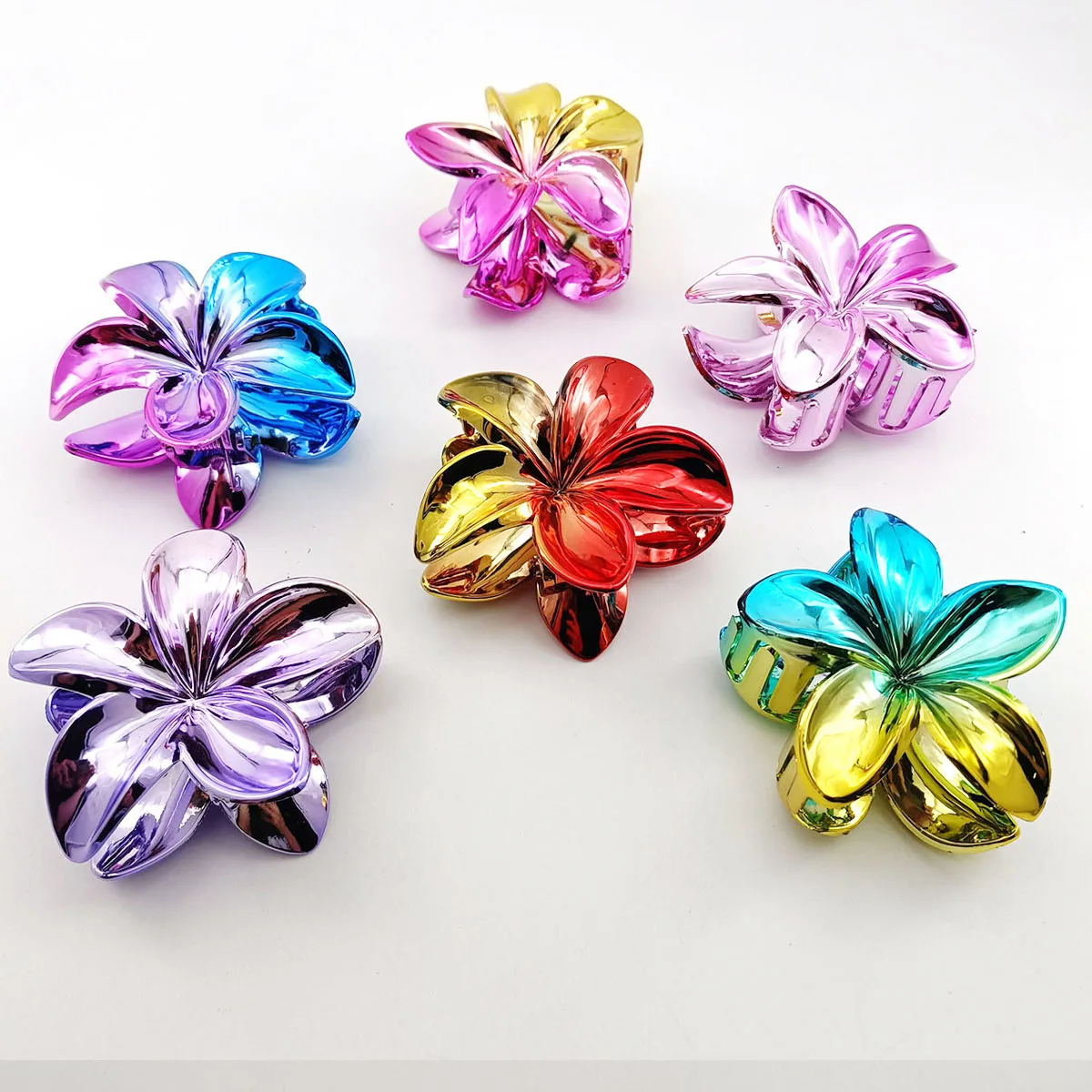 مشبك شعر أكريليك متدرج على شكل زهرة للنساء، مخالب شعر حلوة، إكسسوارات شعر للفتيات، غطاء رأس بمشبك سمك القرش