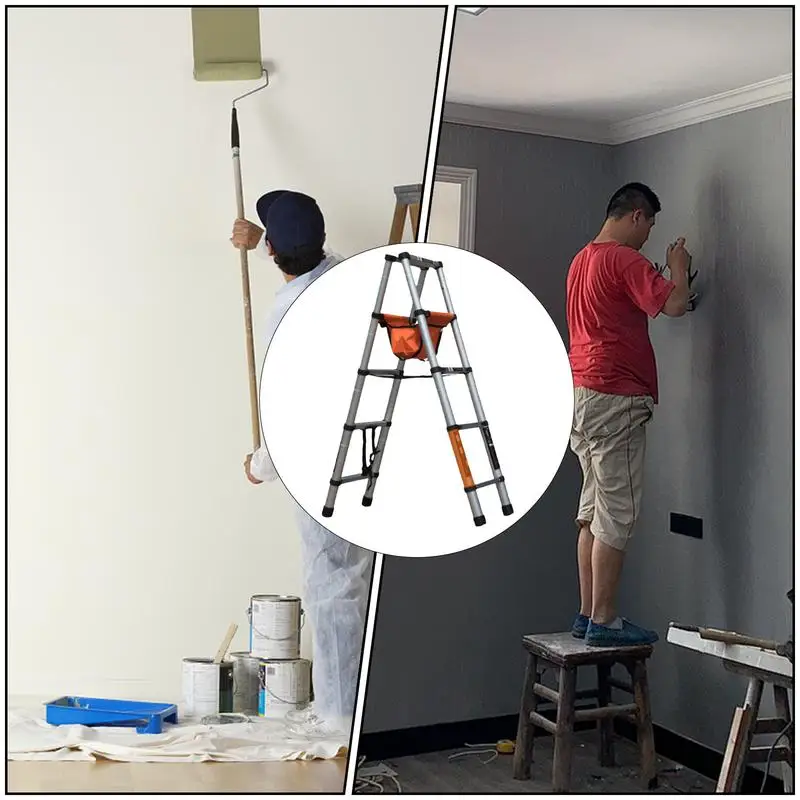 Folding Ladder Stainless Steel Step Ladder Telescoping Ladder Portable Folding Ladders Non-Slip Telescopic Ladder For Home Room