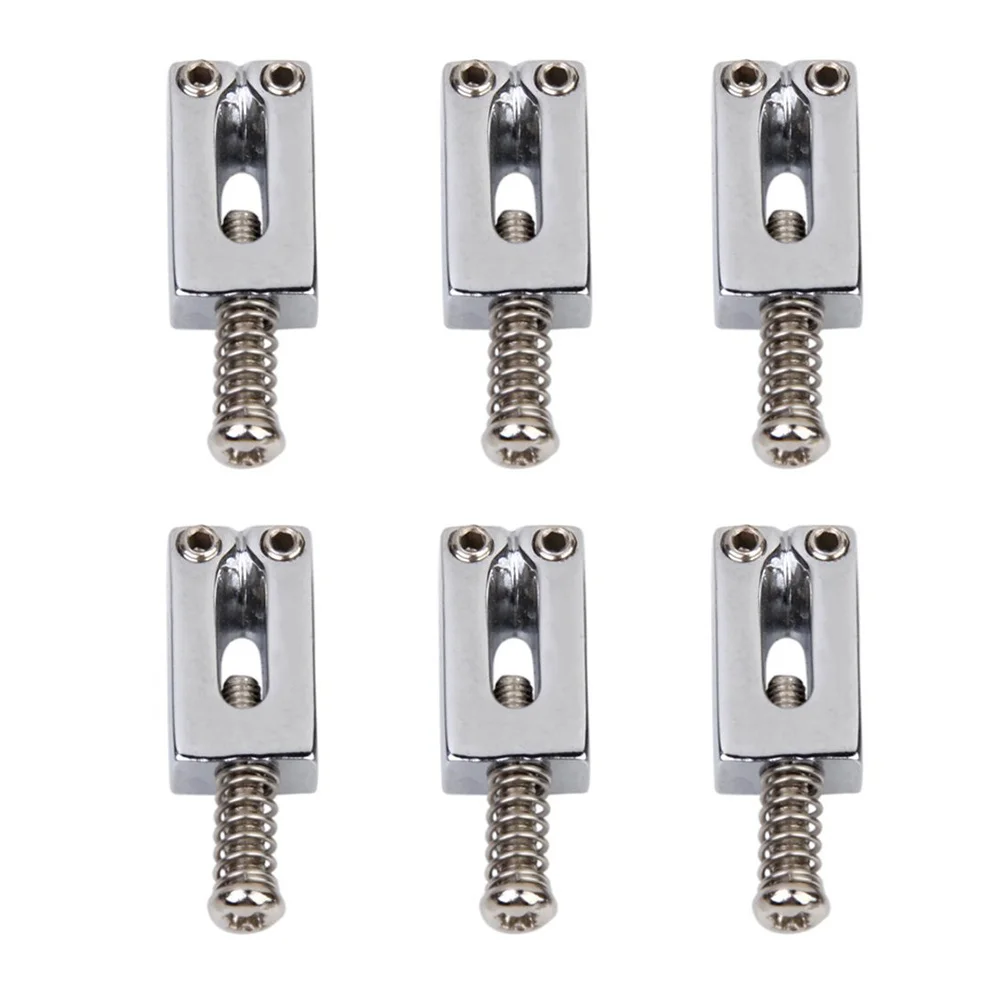 

6Pcs Electric Guitar Saddles Silver Hard Copper Alloy Replacement Bridge Saddle Set for Tremolo 20x10mm Tremolo Bridge Saddles