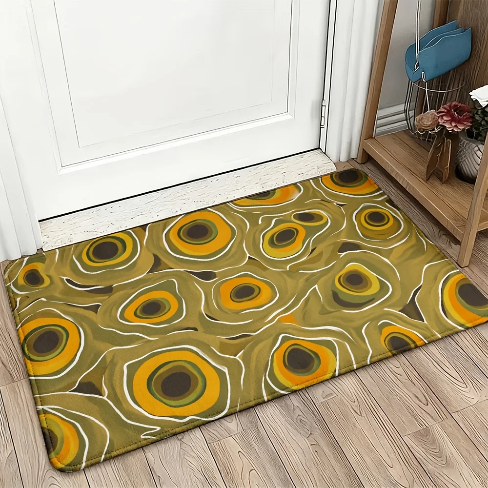 Abstract Boho Yellow Geometric Doormat Welcome Mat for Entryway Home Decor Modern House Indoor Outdoor Flooring Rug 40x60cm