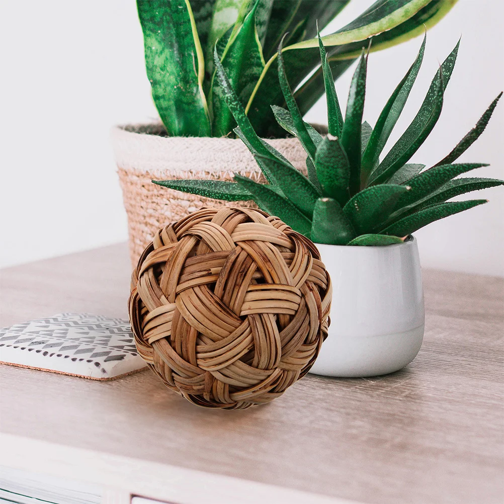

20Cm Woven Bamboo Ball Craft Decorative Hanging Sphere Rustic Farmhouse Style Vase Filler Tabletop Adornment Room Decor