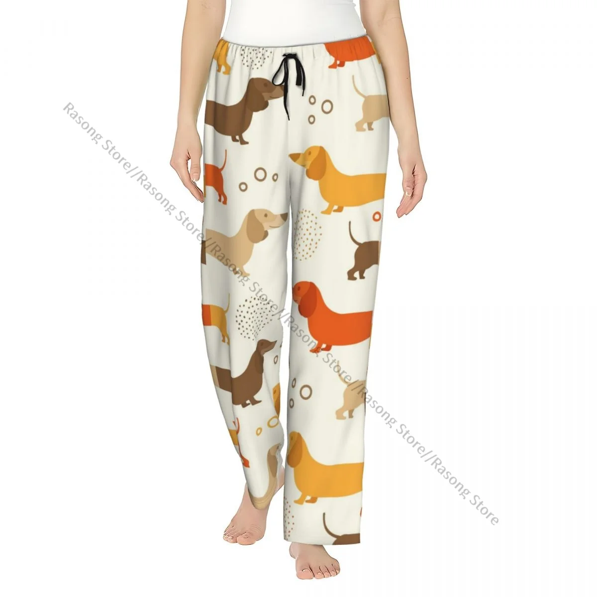 

Warm Women Pajama Pants Dachshound Flannel Sleep Bottoms Soft Fleece Loungewear