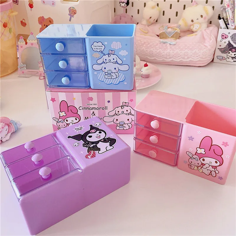 Cartoon Desktop Pen Barrel Holder Box for Girls, Makeup Table, Brush Jewelry Finishing Box, Student Desktop Pen Bucket, New