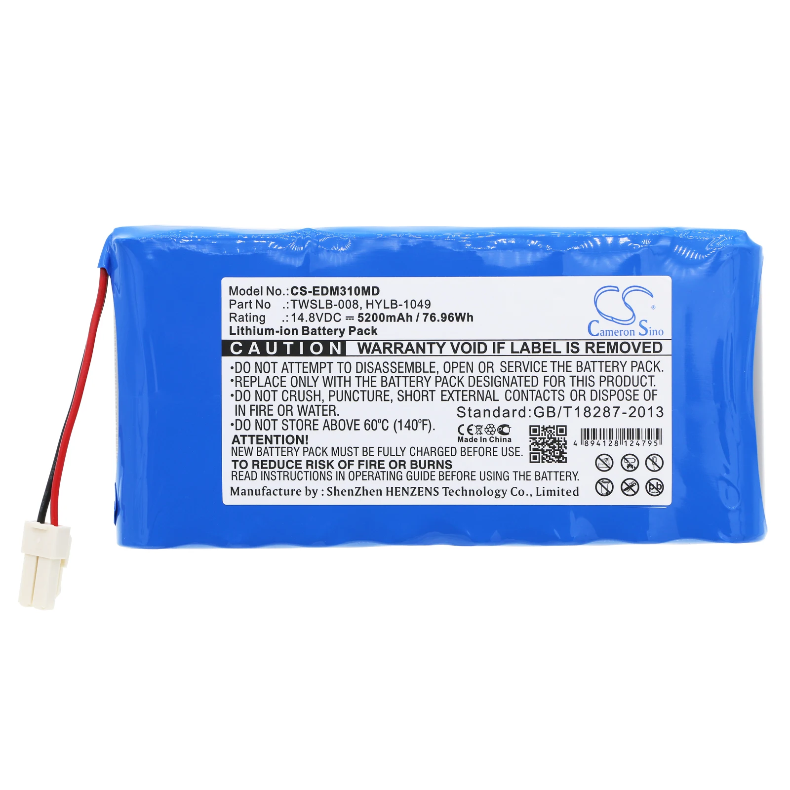 

Medical Battery For EDAN HYLB-1049 TWSLB-008 EDAN M3 Li-ion 14.80V 5200mAh / 76.96Wh Blue