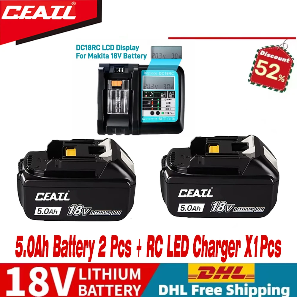 

100% Genuine for Makita 6Ah/5Ah for Makita 18V Battery BL1840 BL1830B BL1850B BL1850 BL1860 BL1815 Replacement Lithium Battery