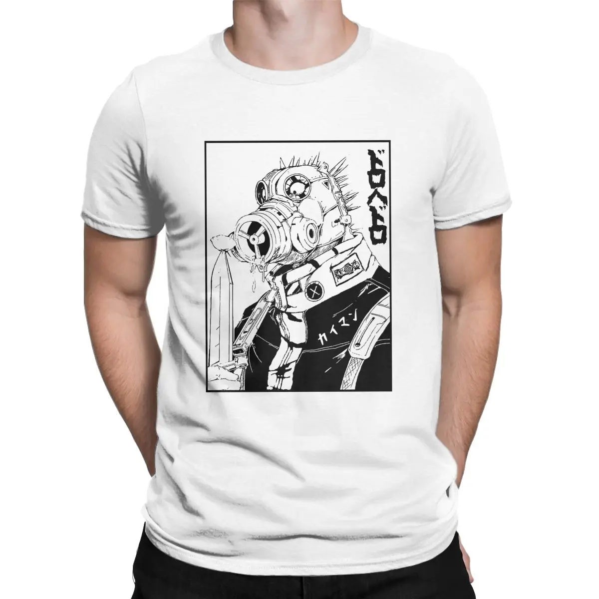 

Retro Dorohedoro Caiman Manga vintage Anime T Shirt Pure Cotton plus size Clothes Novelty Short Sleeve Crew neck printedT-Shirts