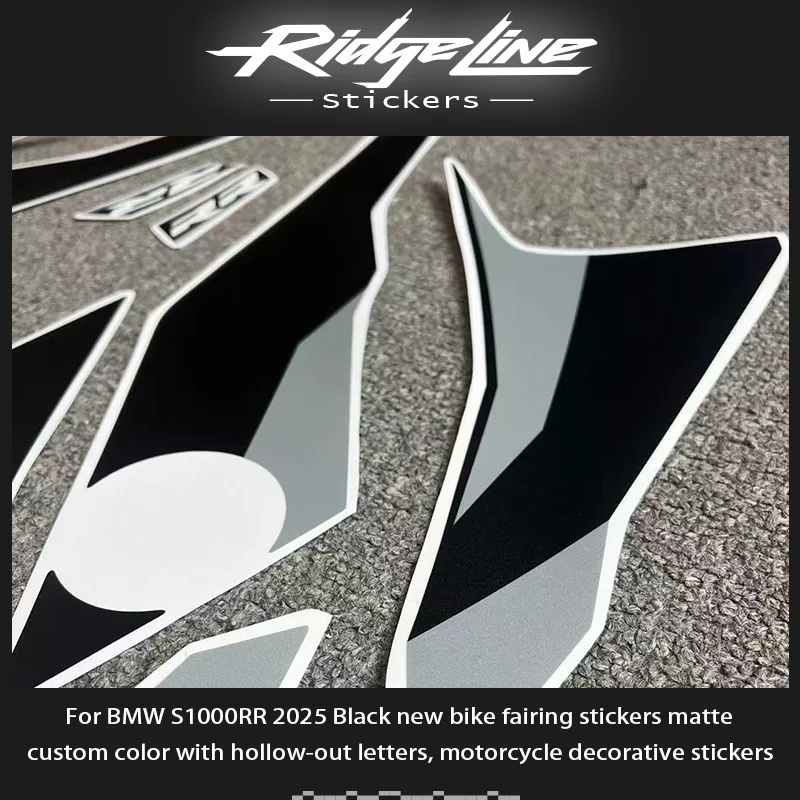 For BMW S1000RR 2025 Black new bike fairing stickers matte  custom color with hollow-out letters, motorcycle decorative stickers