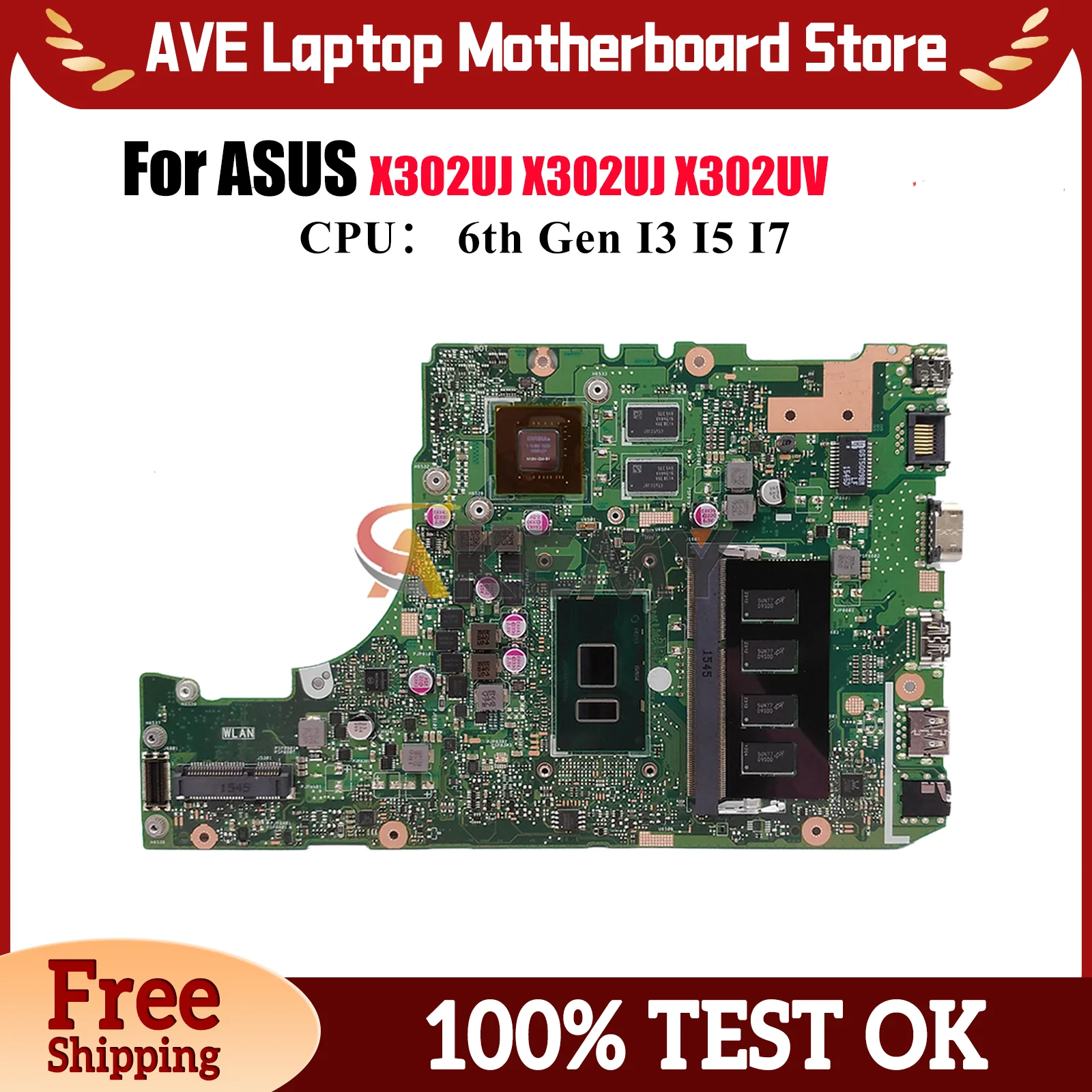 

X302UJ Материнская плата для ноутбука ASUS VivoBook X302UJ X302U X302UV Материнская плата для ноутбука с процессором I3 I5 I7 100% тестирование ОК быстрая доставка