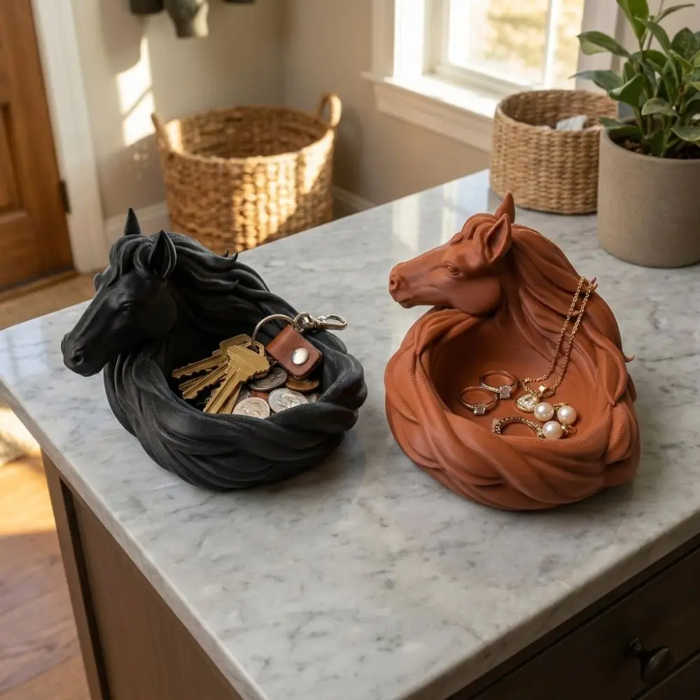 3D Printing Horse Storage Bowl Wear-resistant Vintage Jewelry Storage Tray Decorative Plastic Ring Display Plate