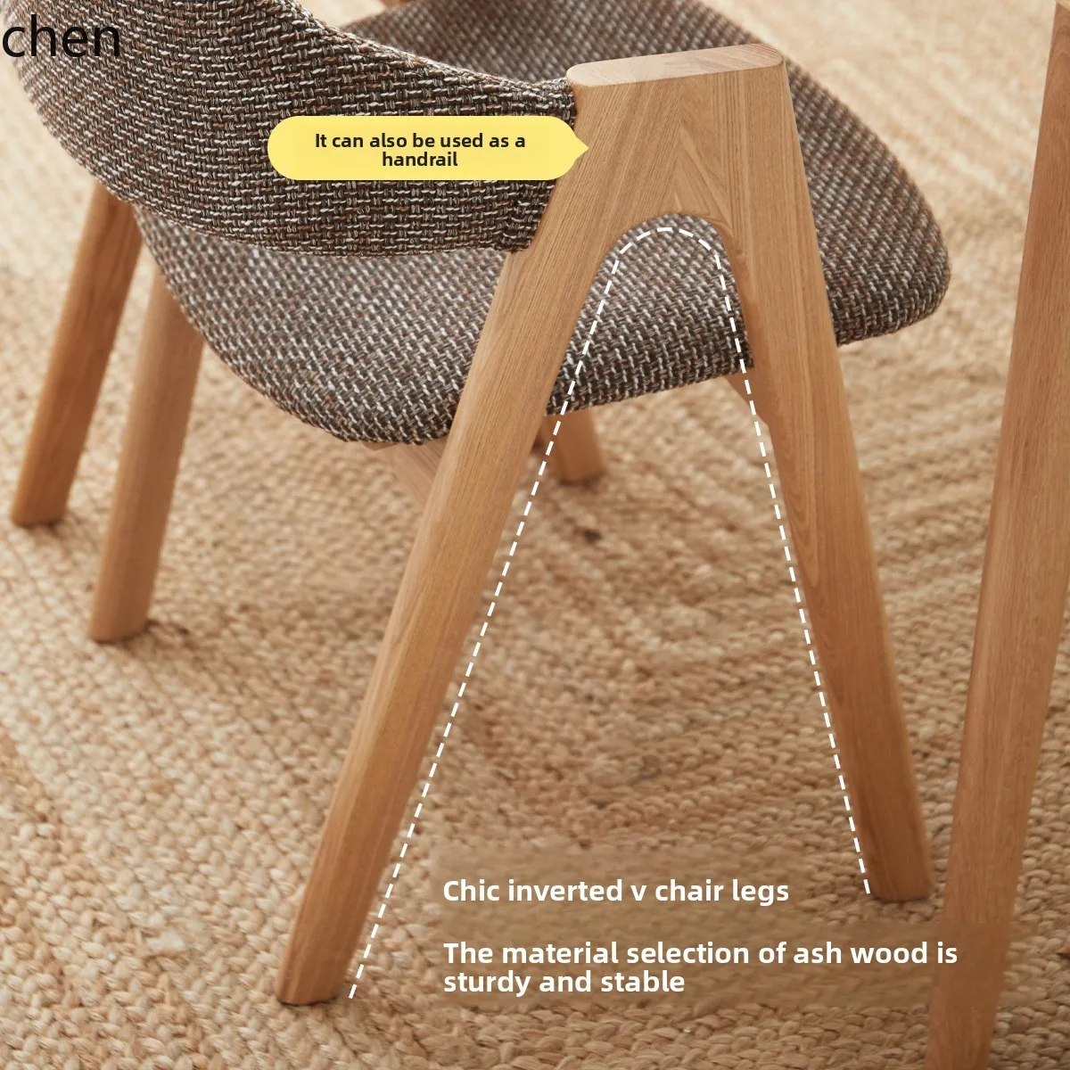 LXC Modern Minimalist Dining Chair Fabric Dining Table Ash Solid Wood Desk Chair