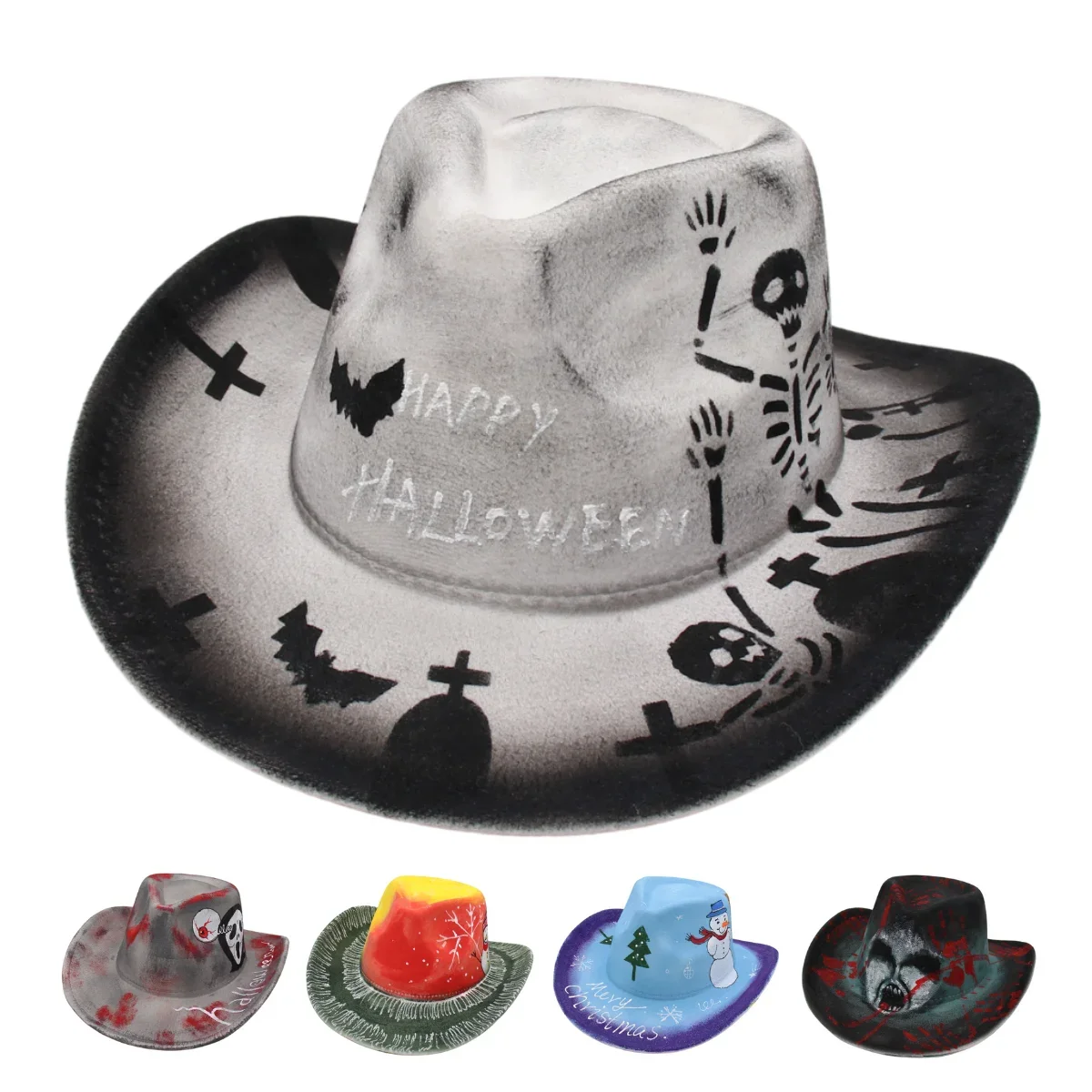 

Halloween Cosplay Props Cowboy Hats For Men Christmas Party Western Cowgirl Women Hat Colorful Prom Show Painting DIY Knight Hat