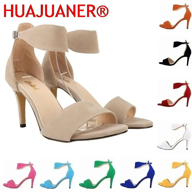 

HUAJUANER 2023 Summer Women Buckle Strap Sandals Classic Dancing High Heels Sexy Stiletto Party Wedding Pumps Shoes 107-2VE