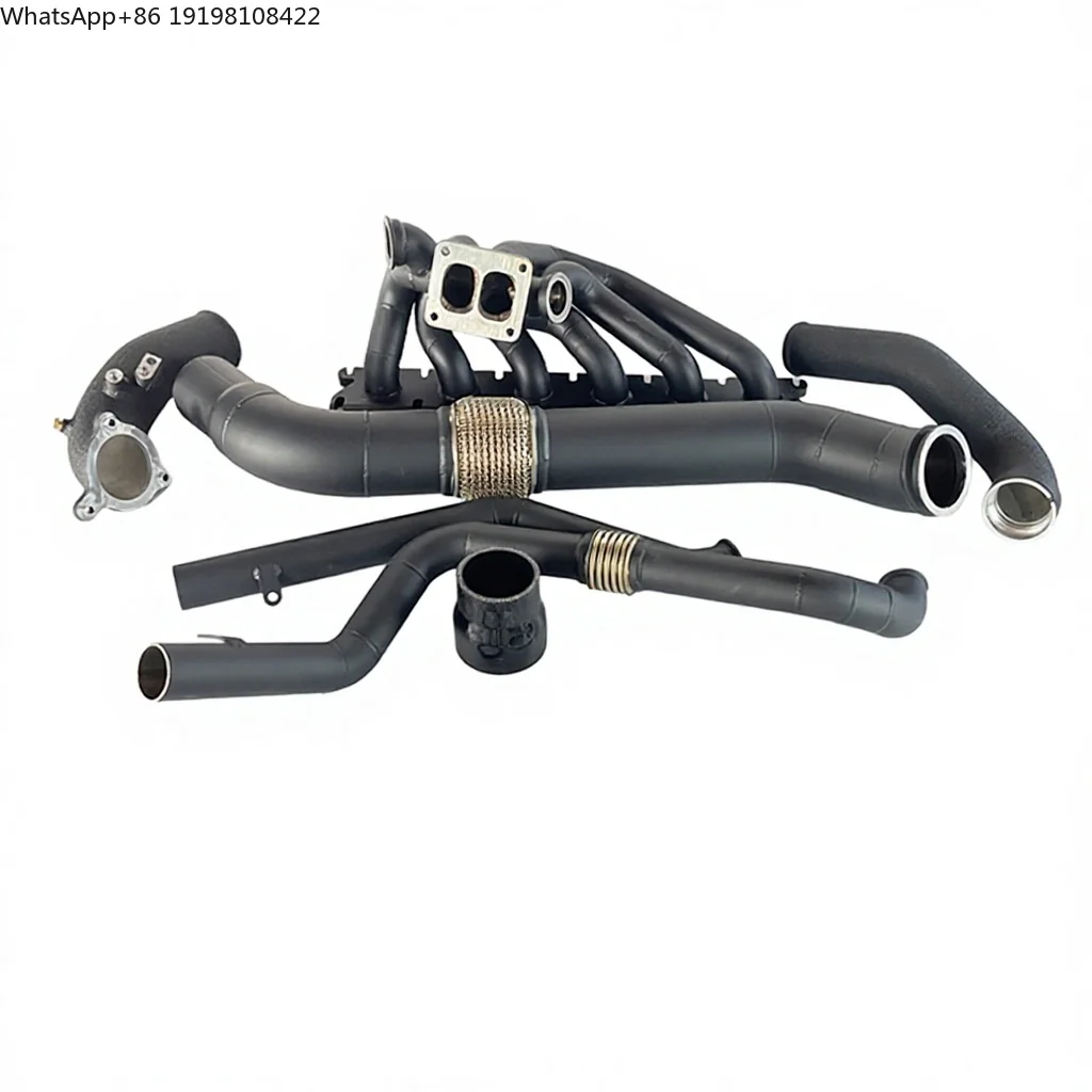 MATCHWAY Baked Ceramics 3mm Thick SS304 T4 Twin Scroll Turbo Manifold for BMW Gen1 B58 with Downpipe Charge Pipe