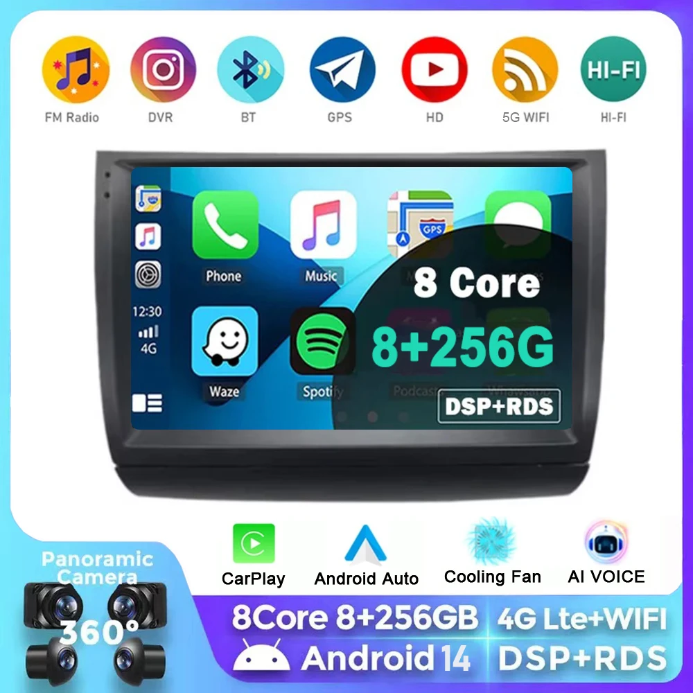 Auto-rádio para Toyota Prius 20, 2002-2009, navegação, leitor multimédia, estéreo, Wi-Fi, vídeo 4G, BT, DVD, 2 din, DSP, Android 14, Carplay