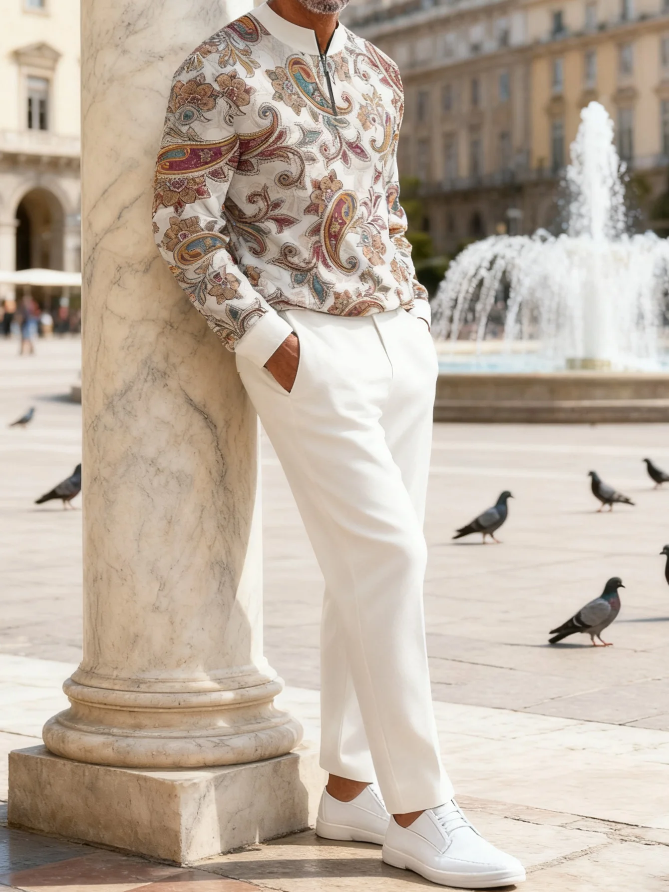 2-piece set, European and American men's fashionable sports long-sleeved top and long pants set