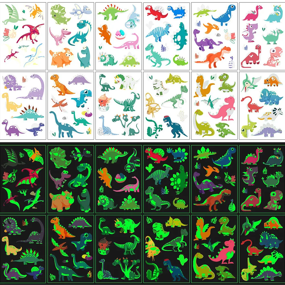 

новогодний декор Украшение на Хэллоуин, татуировки динозавров, временные для детей, 12 листов, искусственная татуировка, наклейка динозавра на день рождения товары для детей