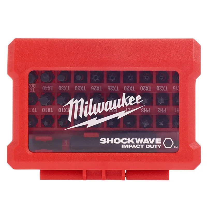 Milwaukee 4932464240 Shockwave 32PCS Impact Duty Bit Set di supporti esagonali Punta da trapano Durevole antiscivolo Antiruggine Accessori per utensili elettrici
