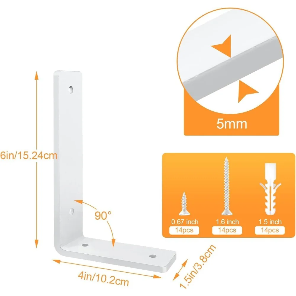 دعامات أرفف جدارية ريفية شديدة التحمل مقاس 6 بوصات - 10 عبوات للأرفف المزخرفة DIY ومشاريع تحسين المنزل
