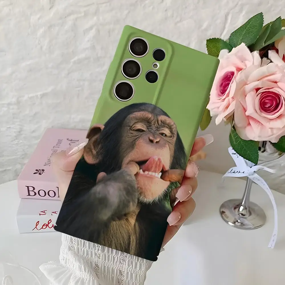 Funny Monkey Phone Case For Samsung S25 Ultra S24 S22 Plus S21 S25Plus S24Ultra All Inclusive Glossy Cover
