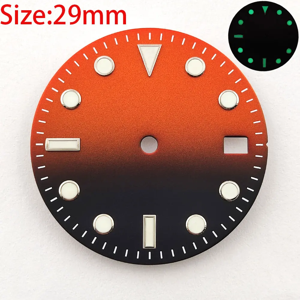 Циферблат NH35 NH36, циферблат часов 29 мм, эмалированный глянцевый циферблат, градиентный циферблат, подходит для механизма NH35 NH36, высококачественные аксессуары для циферблата