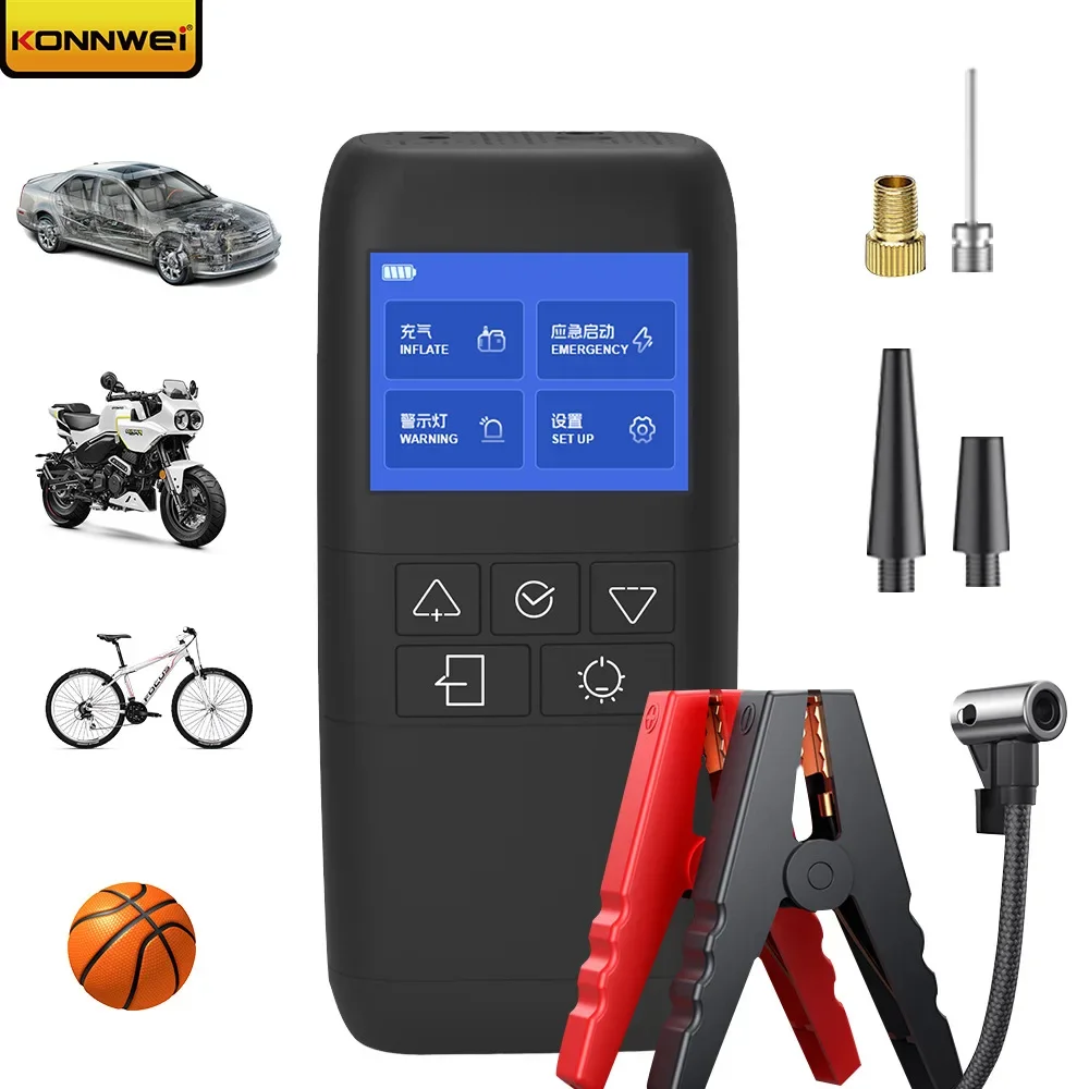 26 Durable KOWWEI SA500 Car Air Pump Jump Starter Automatic Indicators Cars Tire Pump with Charger for Bike Motorcycle Ball