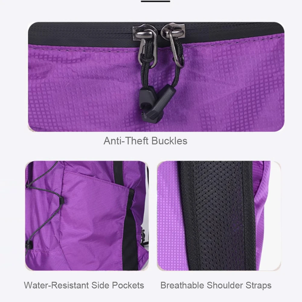 حقائب ظهر خفيفة الوزن للمشي لمسافات طويلة سعة 20 لترًا، حقيبة نهارية لركوب الدراجات قابلة للطي، يوم ركوب الدراجات للمبتدئين والطالبات والتخييم والسفر