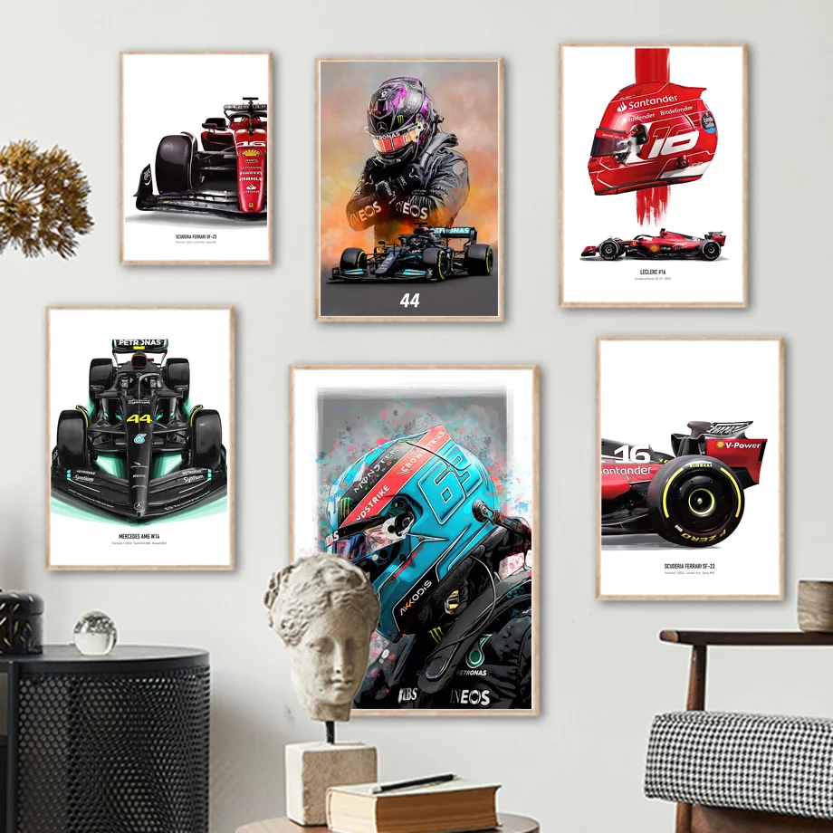 Lewis Hamilton F1 Racing Wall Art Mural Vintage Formula One Canvas Painting Living Room Decoration Posters Prints Wall Pictures