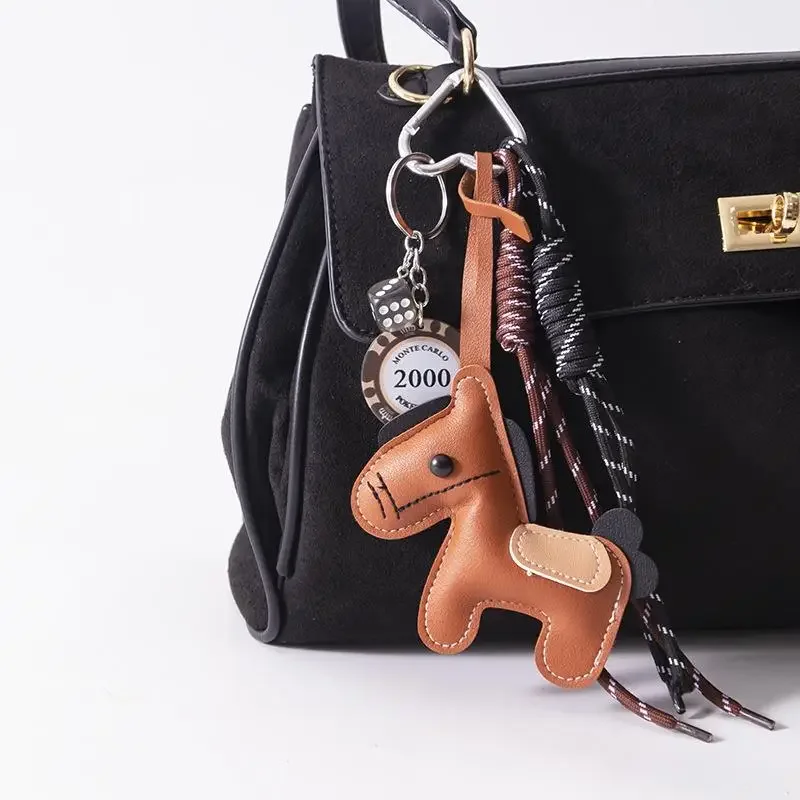 

1 Piece Leather Pony Keychain Braided Rope Backpack Pendant For Phone Bag Hanging Accessories DIY Decoration