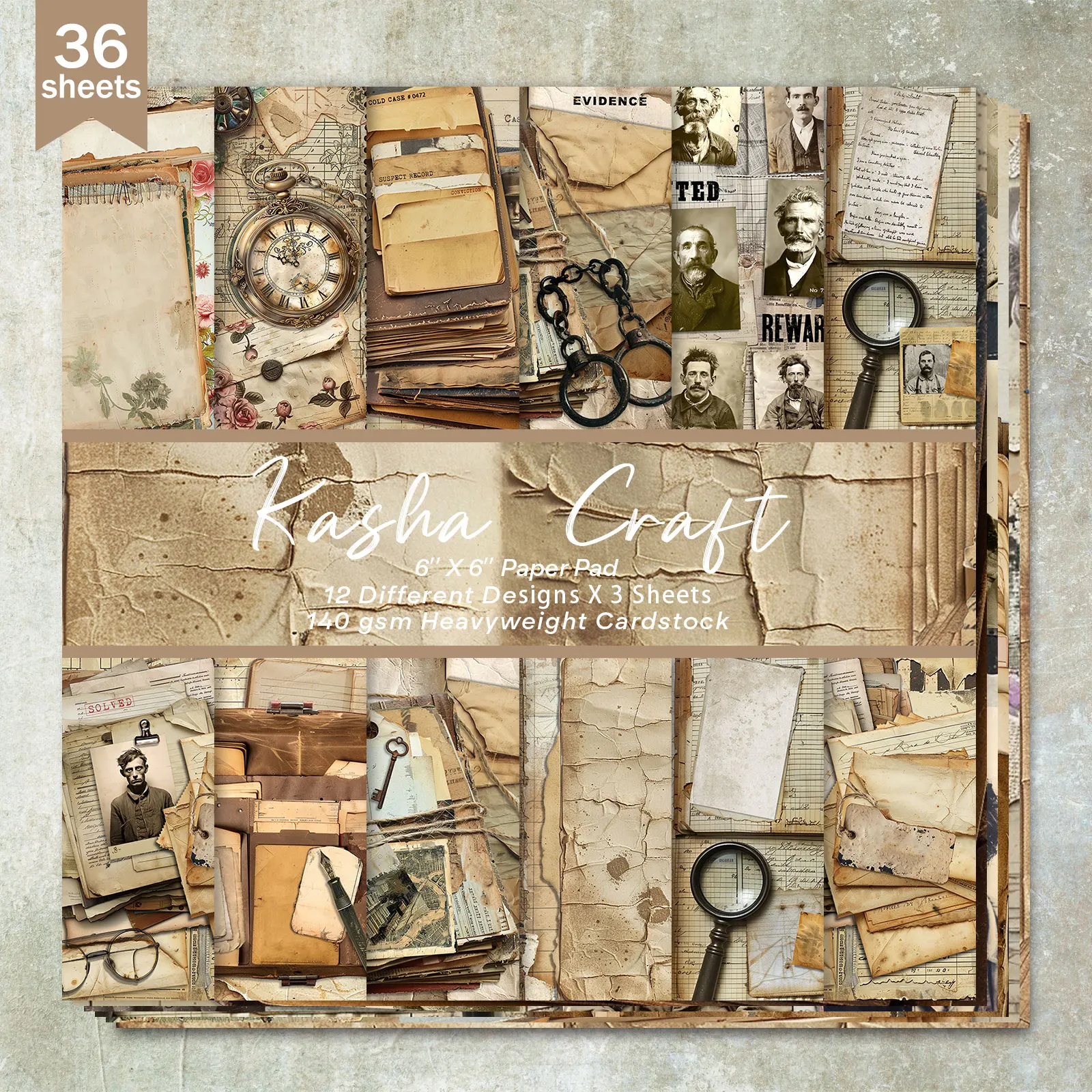 36 Sheets 6inch (American Detective) Clipping Thin Paper for Bullet Diary, Junk Magazine, Greeting Card Background