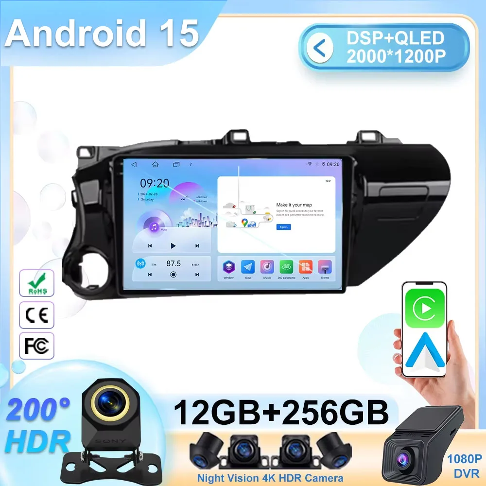 

Android 15 For Toyota HILUX REVO VIGO IMV 2016 2017 2018 2019 2020 Car Carplay Radio Multimedia GPS Player Stereo 2Din Head Unit