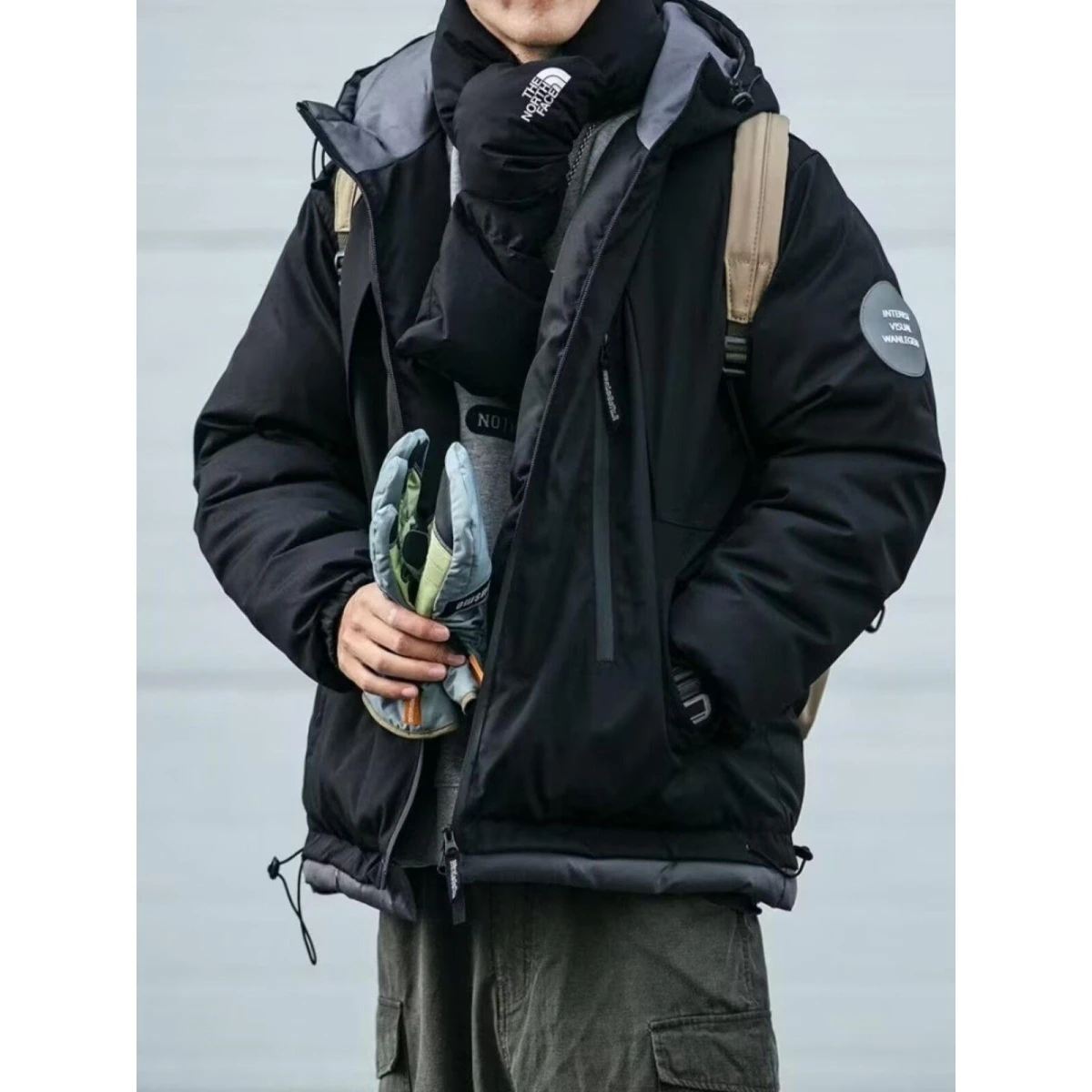 

Повседневная мужская куртка из полиэстера с капюшоном, осенне-зимняя модная рабочая одежда, молодежная верхняя одежда со стойкой, пальто