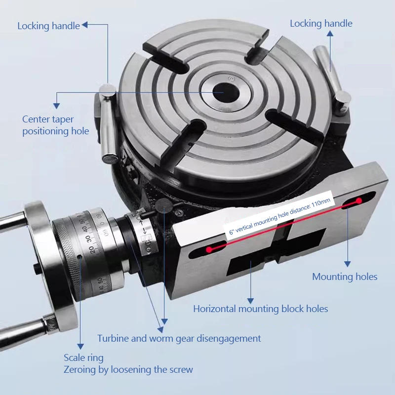 HV-8 8 Inch Vertical and Horizontal Rotary Working Table 200mm Dia Mill&Drill Machine Working Table Milling machine