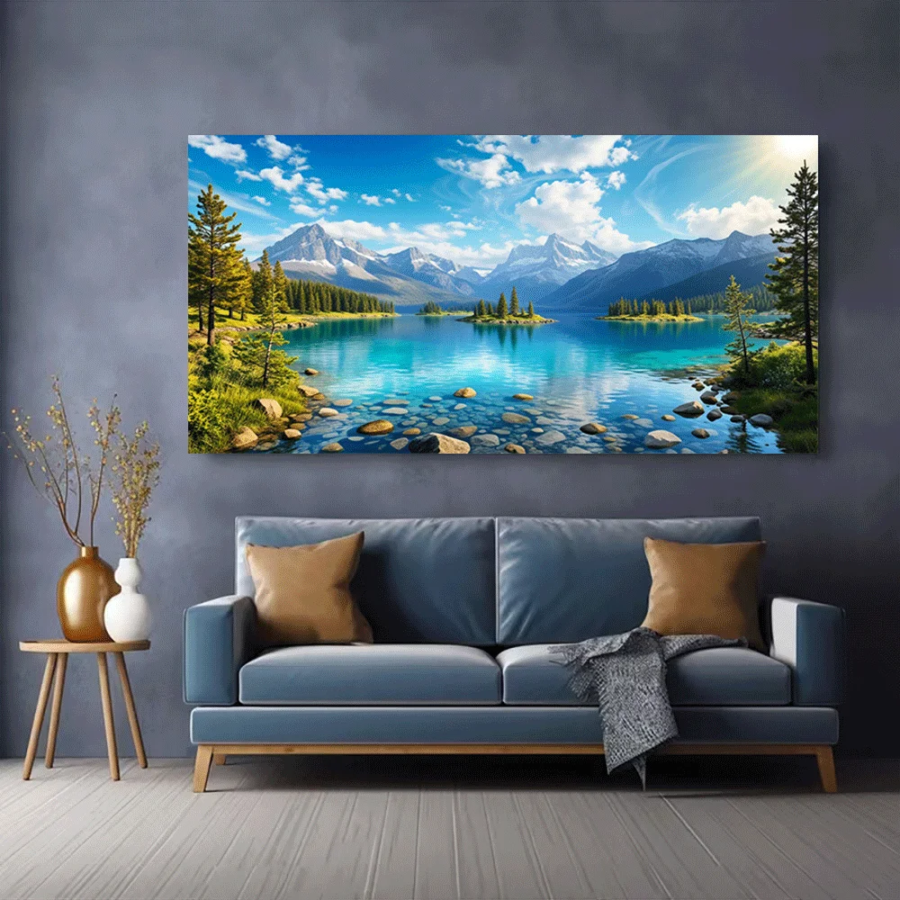 1PC-Canvas poster Unframed  Mountain Lake Landscape Nature Scenery Wall Art Canvas Print  summer