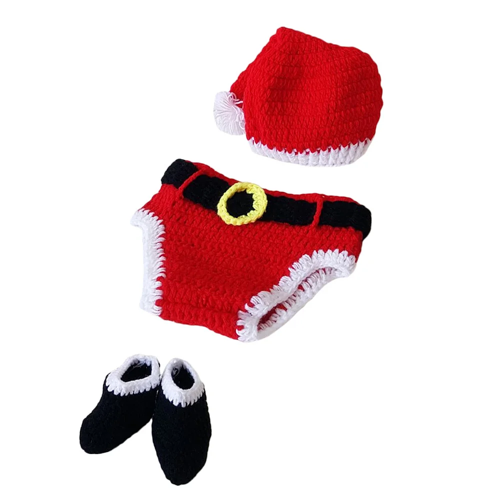 3 قطع عيد الميلاد الاطفال أداء زي مجموعة رائعتين الوليد التصوير الدعائم قبعة Underpant أحذية احتفالية ملابس الحفلات